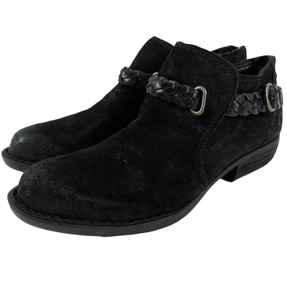 Born Shoes - Born Nolina Leather Suede Ankle Boots Black Women’s Size 6M